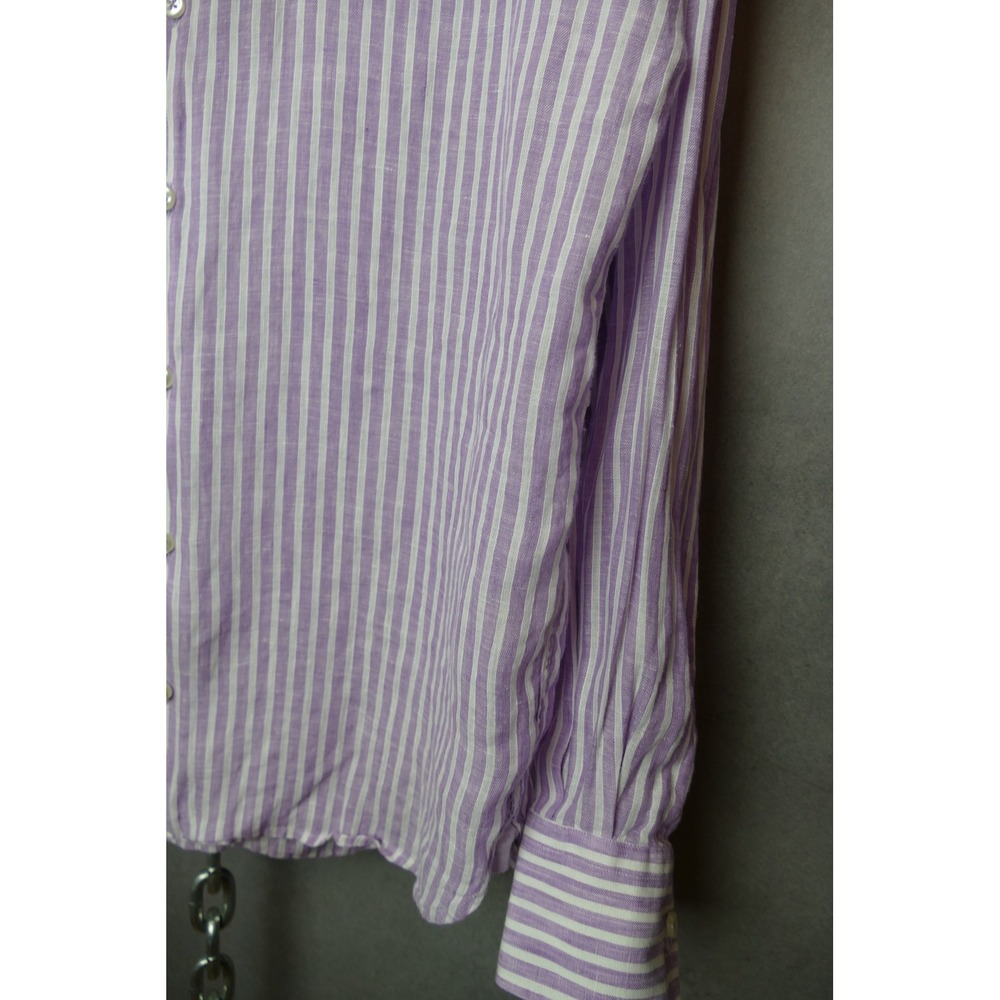 HAMMER MADE Linen Striped Long Sleeve Button Down Shirt Mens 39 15.5 - Picture 4 of 8